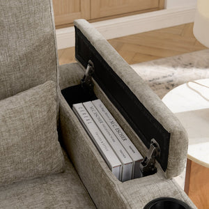 English Elm Single Chenille Manual Recliner with Usb Port Hidden Storage Ottoman and Cup Holders Brown W487P423653