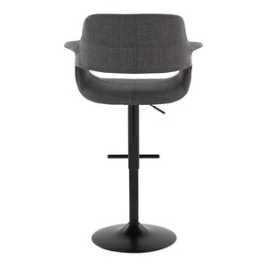 English Elm Mid-century Modern Swivel Barstools Set of 2 Black Metal Base Charcoal Upholstery B202S01067