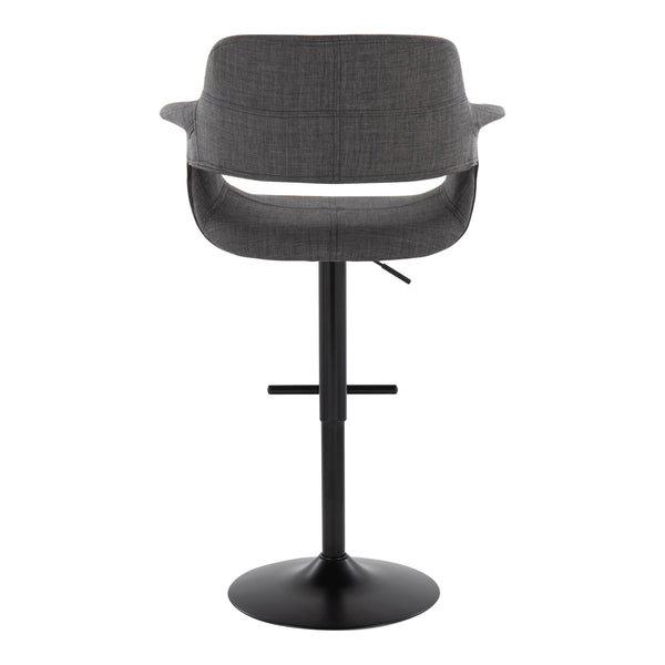 English Elm Mid-century Modern Swivel Barstools Set of 2 Black Metal Base Charcoal Upholstery B202S01067