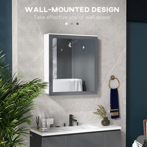 English Elm Kleankin Stylish Wall-Mounted Bathroom Medicine Cabinet With Mirror, Adjustable Shelves & Storage W2225P217008
