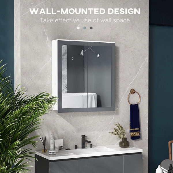English Elm Kleankin Stylish Wall-Mounted Bathroom Medicine Cabinet With Mirror, Adjustable Shelves & Storage W2225P217008
