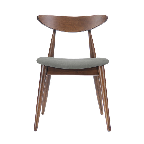 English Elm 5-piece Mid-century Rubberwood Dining Set with Upholstered Chairs for Small Spaces Light Gray,Walnut N759S003011D