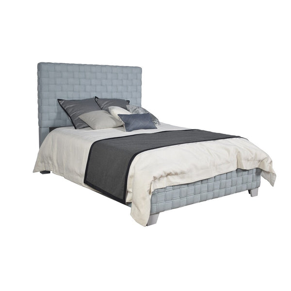 English Elm Contemporary Teal Chenille Queen Bed Padded Headboard Footboard Gray Leg Bedroom B2741S00755