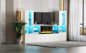 English Elm On-Trend Modern Tv Stand With 34.2" Electric Fireplace & Led Lights – Stylish Media Console For 75" Tvs N721S000043K-GIGA