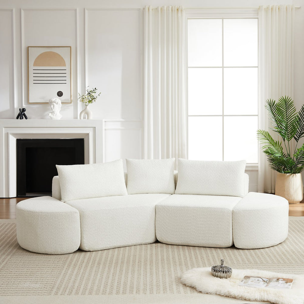 English Elm 106.3-inch Chenille Modular Sectional with Curved Ottomans and Cloud Comfort Seating W3505P383961
