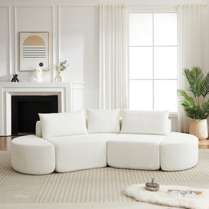 English Elm 106.3-inch Chenille Modular Sectional with Curved Ottomans and Cloud Comfort Seating W3505P383961