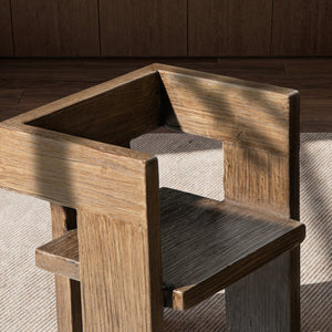 English Elm Avenel Reclaimed Elm Sculptural Accent Chair Wabi-sabi Solid Wood Architectural Statement Brown B2719P474444