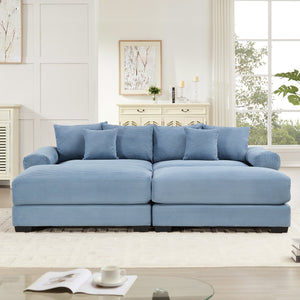 English Elm 82.6" Oversized Cloud Modular Sectional Couch - Soft Corduroy, Ergonomic Design & Customizable Comfort W714S01349