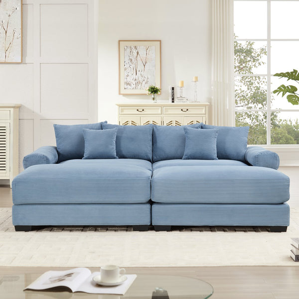 English Elm 82.6" Oversized Cloud Modular Sectional Couch - Soft Corduroy, Ergonomic Design & Customizable Comfort W714S01349
