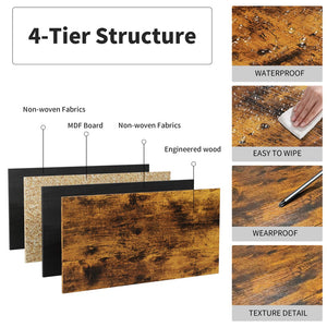 English Elm 5-Piece Rustic Brown Farmhouse Counter Height Dining Set with Iron Frame Table & 4 Heavy-Duty Stools W57863979