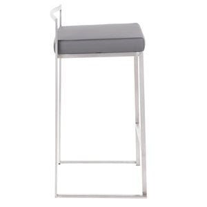 English Elm Contemporary Stackable Steel Counter Stools Padded Fabric Seats for Kitchen Islands Set of 2 B202P222001