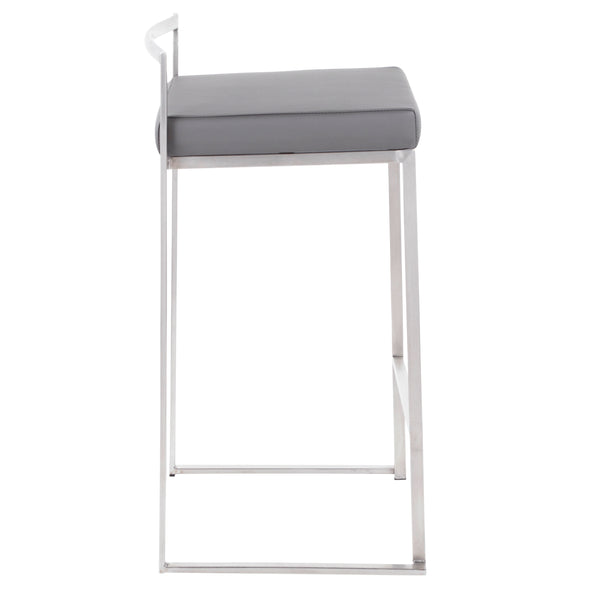 English Elm Contemporary Stackable Steel Counter Stools Padded Fabric Seats for Kitchen Islands Set of 2 B202P222001