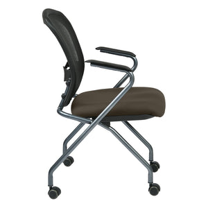 OSP Home Furnishings Deluxe Nesting Armchair with Mesh Back Lumbar Support for Office and Meeting Rooms Java 84440-R102