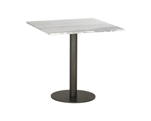Sunpan Claudia Bistro Table - Elegant Art Deco Design with Unique Marble Top and Pewter Steel Base for Dining 30W x 30D x 30H