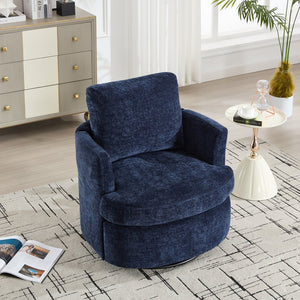 English Elm swivel Chenille Upholstered Office Chair with Metal Turntable, Breathable Durable Wood Frame for Comfort and Style Blue W2120P322757