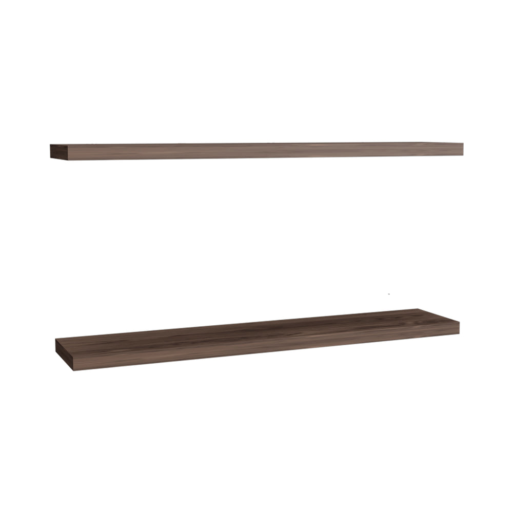 English Elm Floating Shelves - Stylish Walnut Design, 2-Tiered Storage Solution For Modern Home Decor & Organization B097P250908