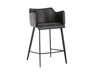 Sunpan Griffin Modern Barstool with Stylish Faux Leather and Durable Black Powder-Coated Iron Legs Town Grey / Roman Grey