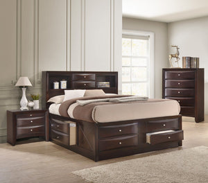 English Elm Dark Sleigh Bed Queen Size Elegant Louis Philippe Wooden Frame with Curved Headboard and Footboard, Classic Bedroom Centerpiece Cherry 32.2 L x 20.72 W x 16.7 H B2741S00609