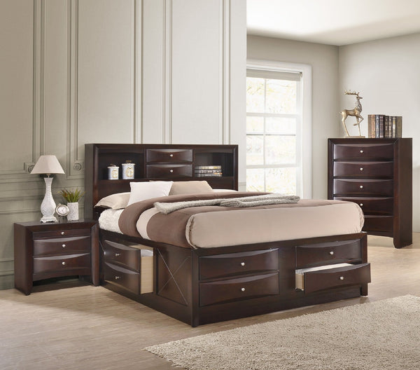 English Elm Dark Sleigh Bed Queen Size Elegant Louis Philippe Wooden Frame with Curved Headboard and Footboard, Classic Bedroom Centerpiece Cherry 32.2 L x 20.72 W x 16.7 H B2741S00609