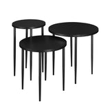 English Elm Walker Edison - Contemporary Minimalist 3-Piece Nesting Round Coffee Table Set – Solid Black