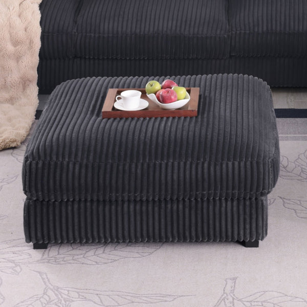 English Elm Sloane 117" Charcoal Corduroy Reversible L-Shape Sofa & Ottoman – Modern Elegance For Any Space B061S00919-GIGA