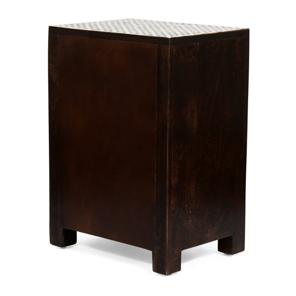 English Elm Christopher Knight Home® - WOODEN Mango Wood 3-Drawer Bone Inlay Nightstand in Black-Dark Walnut — Handcrafted Boho Accent Table 69348.00DWALBLK
