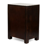 Christopher Knight Home® - Noble House - Benewah Handcrafted Boho 3 Drawer Mango Wood Nightstand, Dark Walnut, Black, and White