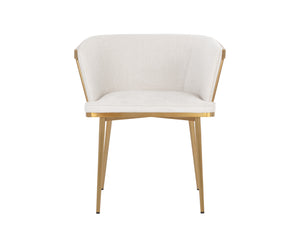 Sunpan Caily Dining Armchair - Modern Elegance with Gold Stainless Steel Frame for Stylish Dining Spaces Polo Club Muslin