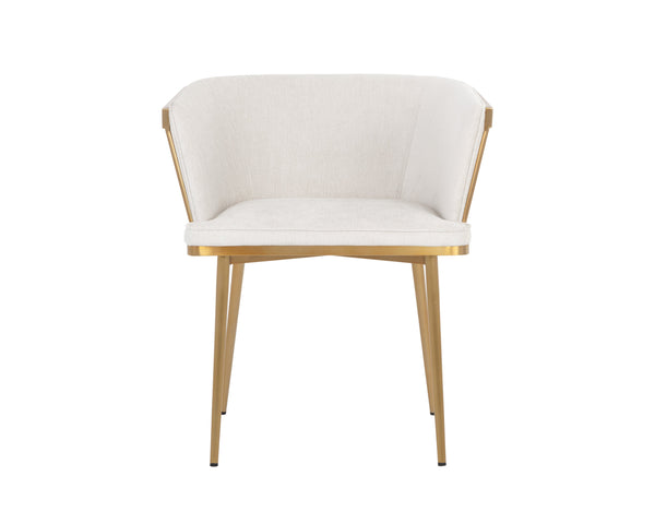 Sunpan Caily Dining Armchair - Modern Elegance with Gold Stainless Steel Frame for Stylish Dining Spaces Polo Club Muslin