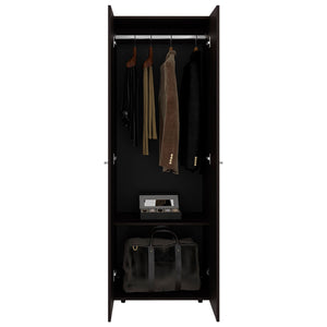 English Elm Armoire, Three-Door Engineered Wood Wardrobe in Walnut and Black Wengue with 3 Shelves for Organized Storage Multi 71.62 L x 20.08 W x 5.12 H B097P369452