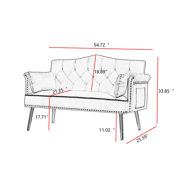 English Elm BLACK Velvet 2-Seater Sofa with Gold Metal Legs, Foam Cushions, Solid Wood Frame, Modern Luxe Design W588P165685