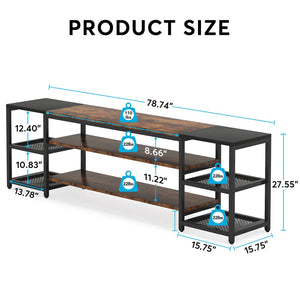 English Elm Media Console Industrial Tv Stand with Rustic Wood Tone Finish and Black Metal Frame T3971P452571