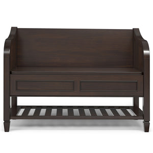 English Elm Connaught Handcrafted Entryway Storage Bench With Shelf - Timeless Chestnut Design & Seating Solution B136P203419