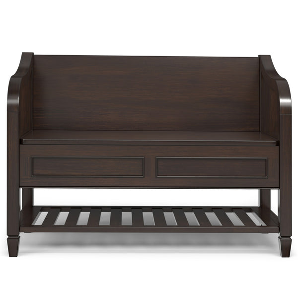 English Elm Connaught Handcrafted Entryway Storage Bench With Shelf - Timeless Chestnut Design & Seating Solution B136P203419