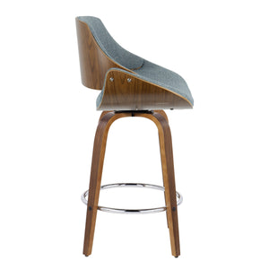 English Elm 26" Mid-century Swivel Counterstools Walnut Legs Camel Faux Leather Seat Set of 2 B202S00259