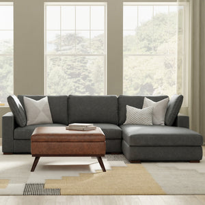 English Elm Charlie Deep Seater Right Sectional Sofa with Oversized Chaise, Eco Performance Fabric, 122" wide Gray B136P199280