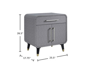 English Elm One PU Wrapped One Drawer Nightstand in Light Gray with Cabinet, Wooden Accent Legs, Felt Drawer Top B2699P233927