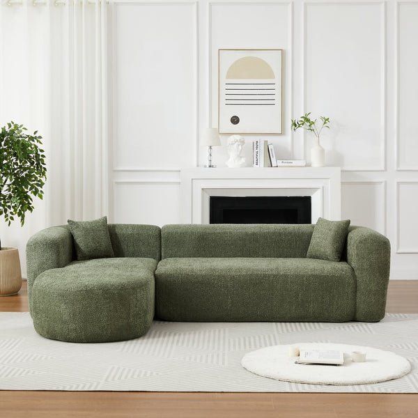 English Elm [video]109.4" Chenille Cloud Sectional Sofa Curved Low Profile L-shape for Living Room W3505S00052