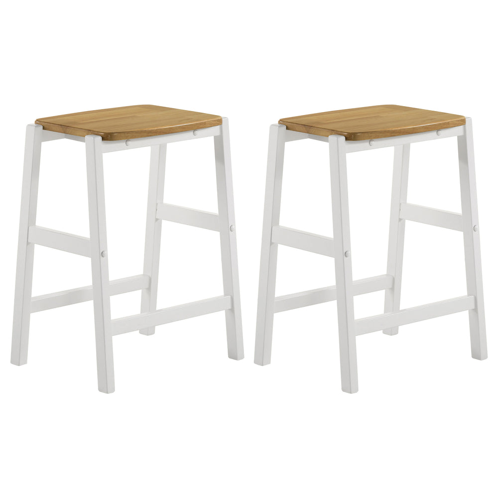 English Elm Cowichan Backless Wood Seat Counter Stools Modern Farmhouse Kitchen Island Set of 2 B062P441130