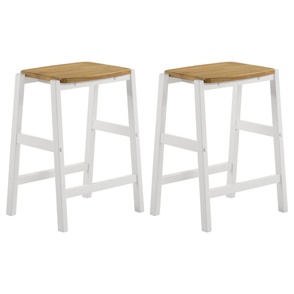 English Elm Cowichan Backless Wood Seat Counter Stools Modern Farmhouse Kitchen Island Set of 2 B062P441130