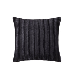 JLA Home Madison Park - Faux Plush Faux Fur Square Pillow for Sofa & Bed — Ultra-Soft Luxe Accent Cushion for Cozy Rooms Black MP30-2997