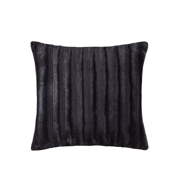 JLA Home Madison Park - Faux Plush Faux Fur Square Pillow for Sofa & Bed — Ultra-Soft Luxe Accent Cushion for Cozy Rooms Black MP30-2997