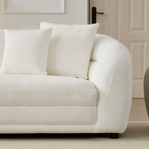 English Elm 125.2 Inch Curved Modular Sectional Sofa White Polyester Upholstered Living Room Couch W2582S00193
