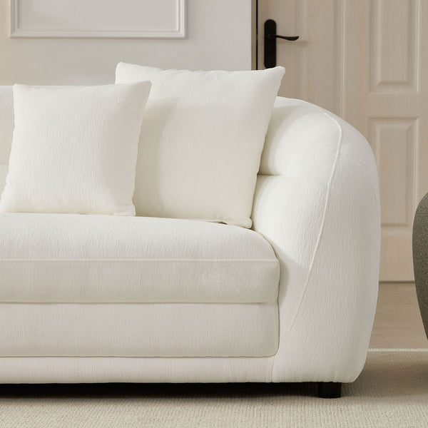 English Elm 125.2 Inch Curved Modular Sectional Sofa White Polyester Upholstered Living Room Couch W2582S00193