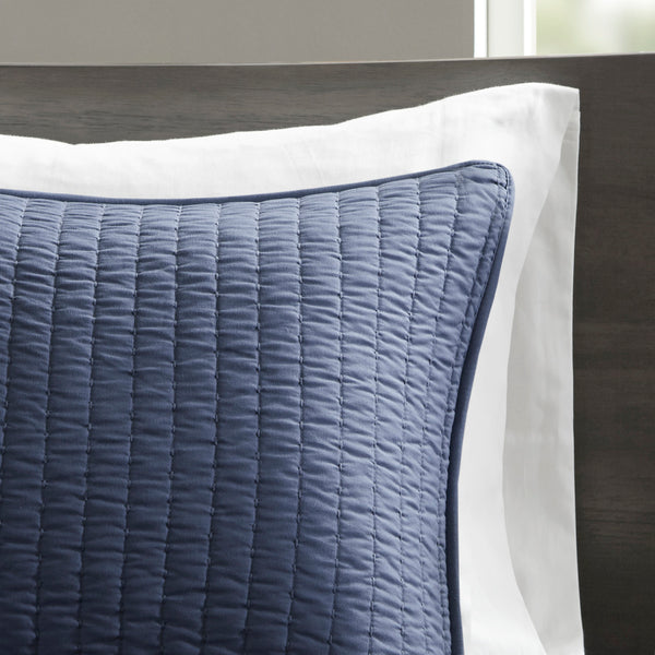 English Elm 2 Piece Keaton Reversible Quilt Set Navy Twin/Twin XL – Brushed Microfiber, Antimicrobial, Farmhouse Chic B035129033