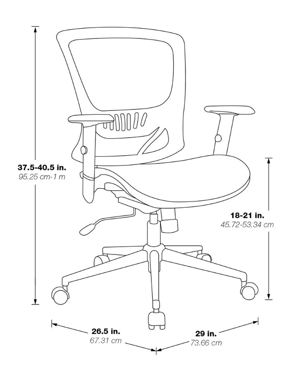 OSP Home Furnishings Mesh Back Ergonomic Office Chair with Lumbar Support Breathable Seat and Padded Arms Chrome EM98910C-3