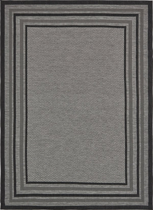 Unique Loom Outdoor Border Multi Border Machine Made Border Rug Gray, Black/Gray/Silver 8' 0" x 11' 4"