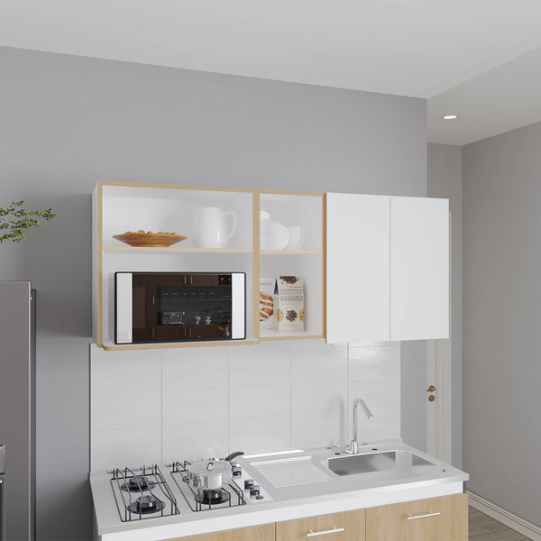 English Elm Wall Cabinet sleek 47.2" W x 23.6" H engineered wood wall-mounted storage with four doors, shelves, organizer and eco-safe compliance White 34.25 L x 28.74 W x 7.87 H B097P296857
