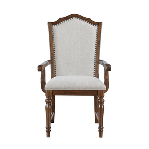 English Elm Formal Rexford Armchair Set of 2 with Gray Fabric Upholstery, Nailhead Trim and Solid Wood Frame, Elegant Dining Seats Cherry 45 L x 22.5 W x 15.75 H B011P239542