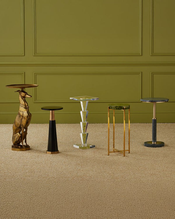 Currey & Company Miles Black Marble Accent Table - Elegant Midnight Stone & Polished Brass Finish For Modern Decor Black Midnight Black Stone ,Brass 4000-0241-currey-company